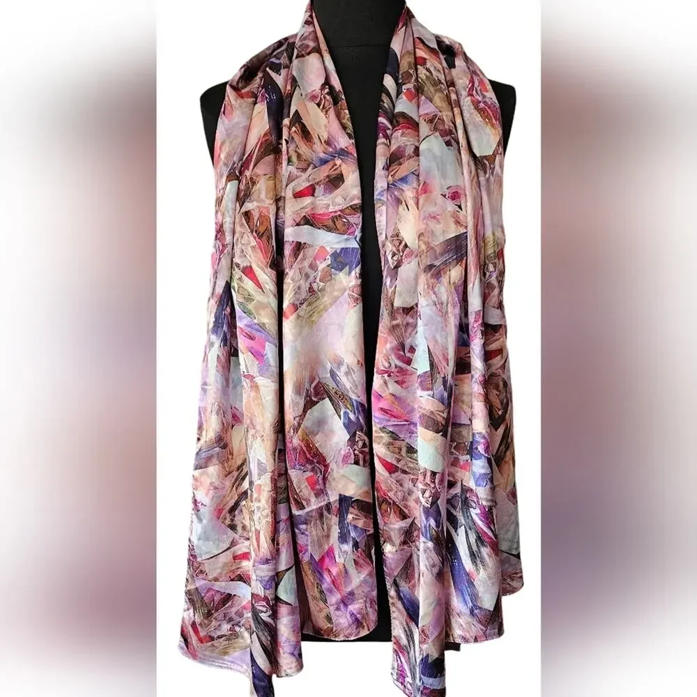 Vintage ART DECO Silk Scarf Reversible Extra Large 62